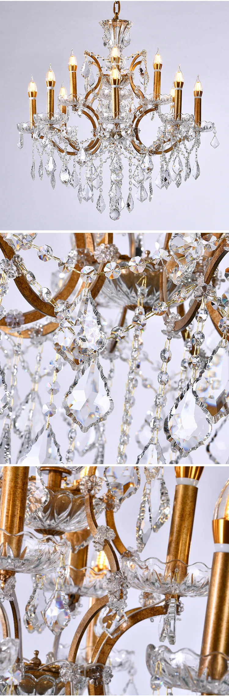 d88705 new product light luxury style hotel bar decorative iron frame crystal led chandelier  -2