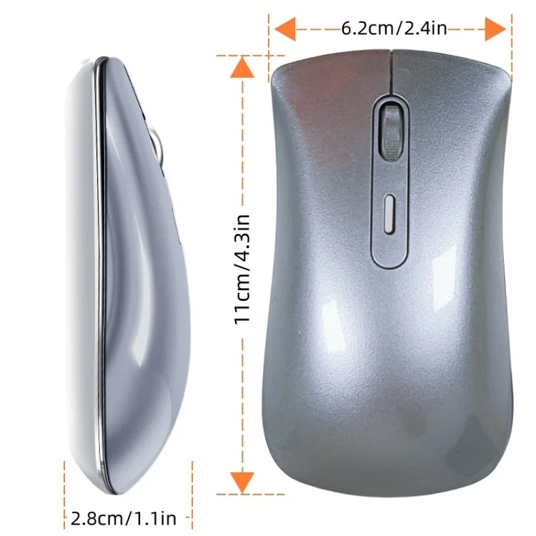 China Factory Portable Dual Mode Computer Accessories Cordless Mouse Silver Wireless Rechargeable Mute Laptop Ergonomics Mouses