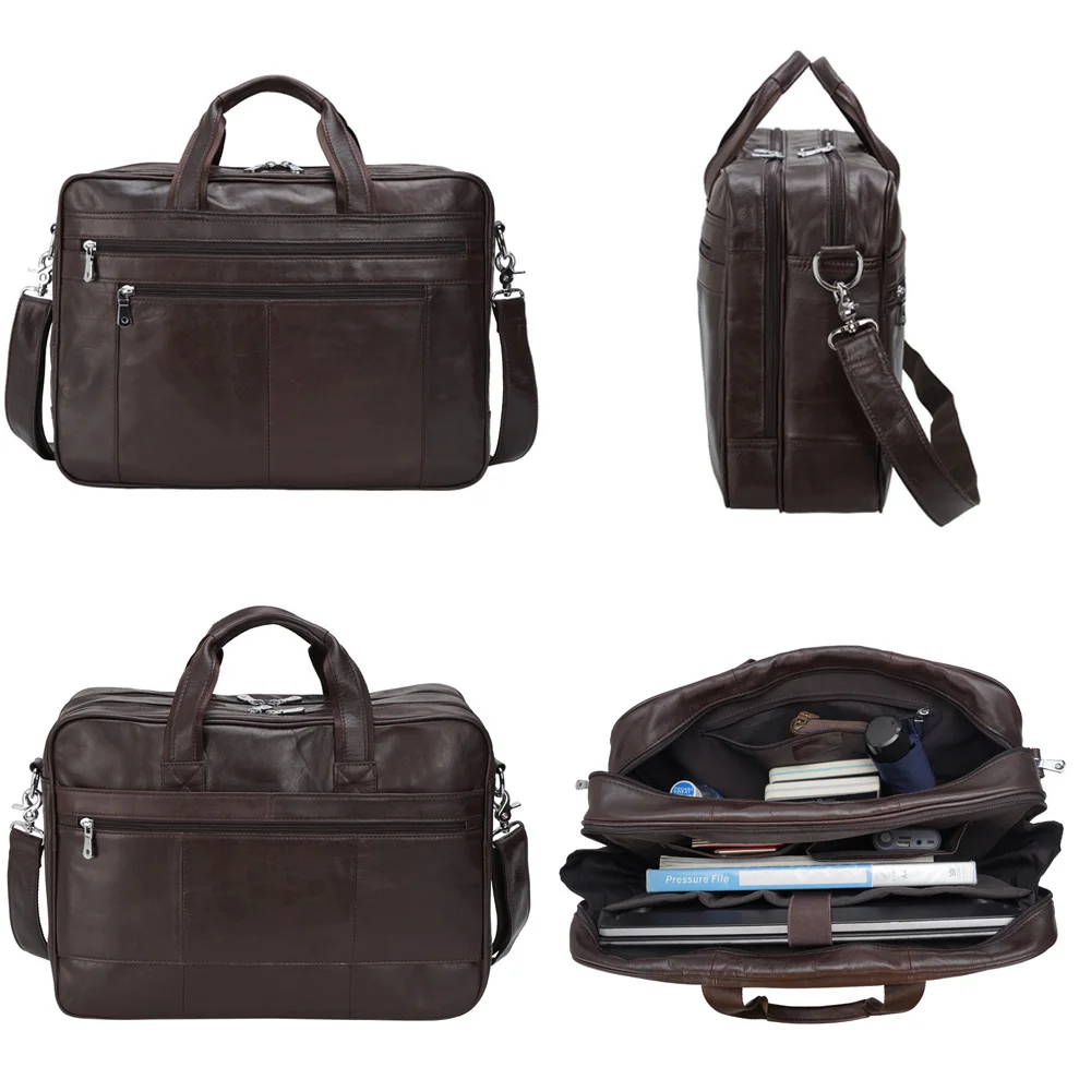 Сумка-портфель TIDING мужская из мягкой натуральной кожи, роскошная вместительная сумочка для ноутбука для офиса и путешествий, портфель из натуральной кожи