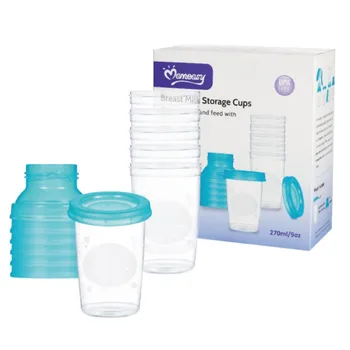 9 Ounces Breast Milk Storage Cup Food Storage Containers with Lid 6 Piece Per Set