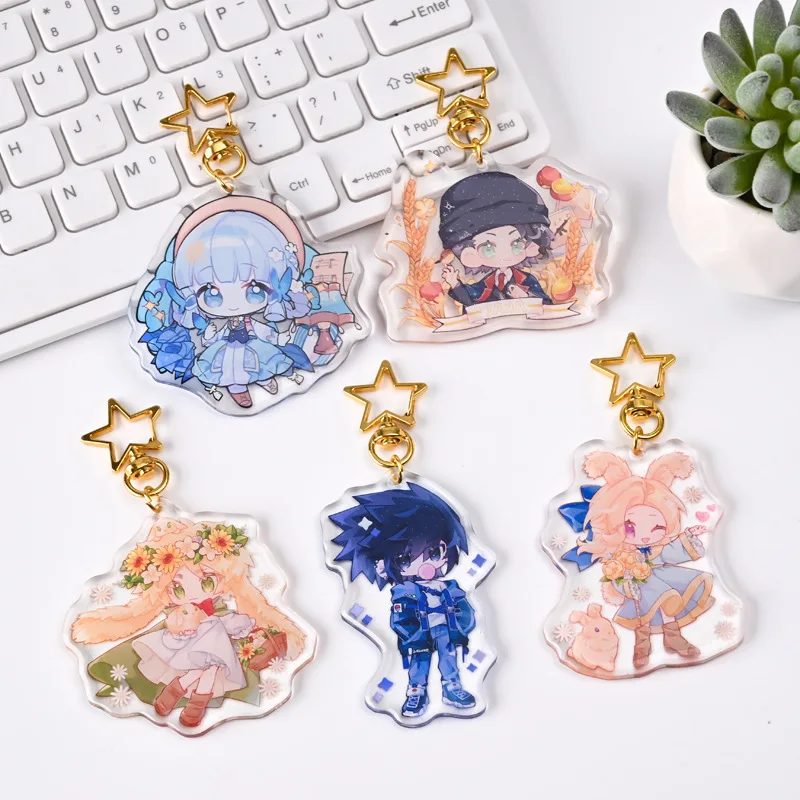 Factory Custom Clear Anime Acrylic Keychain Kawaii Keychain Printed Cute Acrylic Charms Keychain With Glitter details