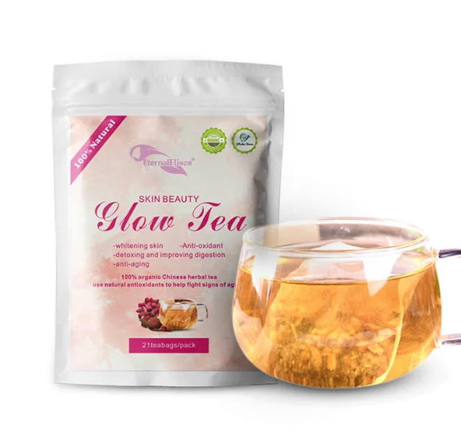 Private Label 10 Days Glowing Tea Strong Whitening Spot and Fading Chinese Tea for Skin Beauty Green Tea Extract Fat Burner