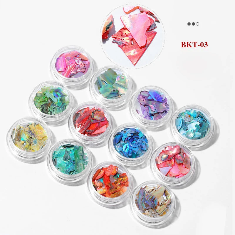 Wholesale 12 Pack Foil Nail Paillette Chip Glitter Ice Mylar Shell