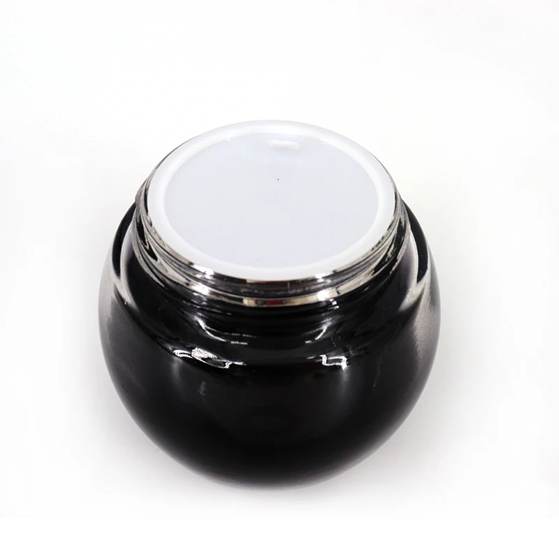 Empty 100g 150g Black White Gloss Cosmetic Packaging Pot Round Container Facial Cream Glass Jar With Lid