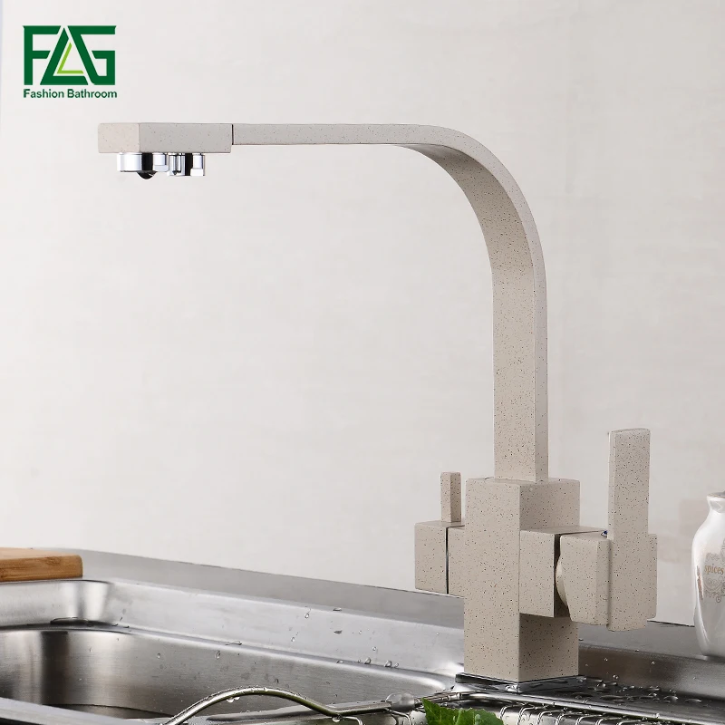 Hot Sale Oatmeal Dual Handle 7 Fonts Purifier Kitchen Faucet Buy High Quality Kitchen Purifier Faucets 3 Way Water Filter Tap Mixer Kitchen Faucet Product On Alibaba Com