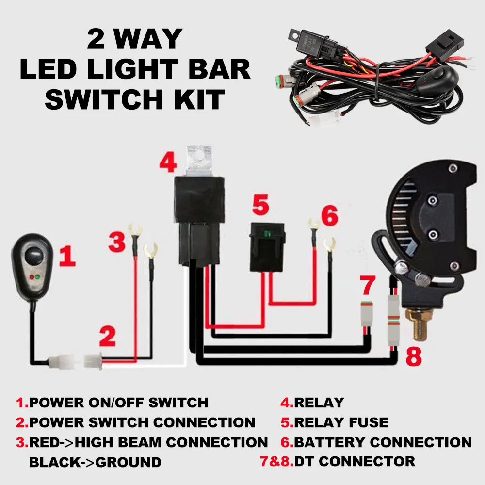 Lightfox 12v 40a Relay Switch Kit Driving 2 Way High Beam Wiring Loom ...