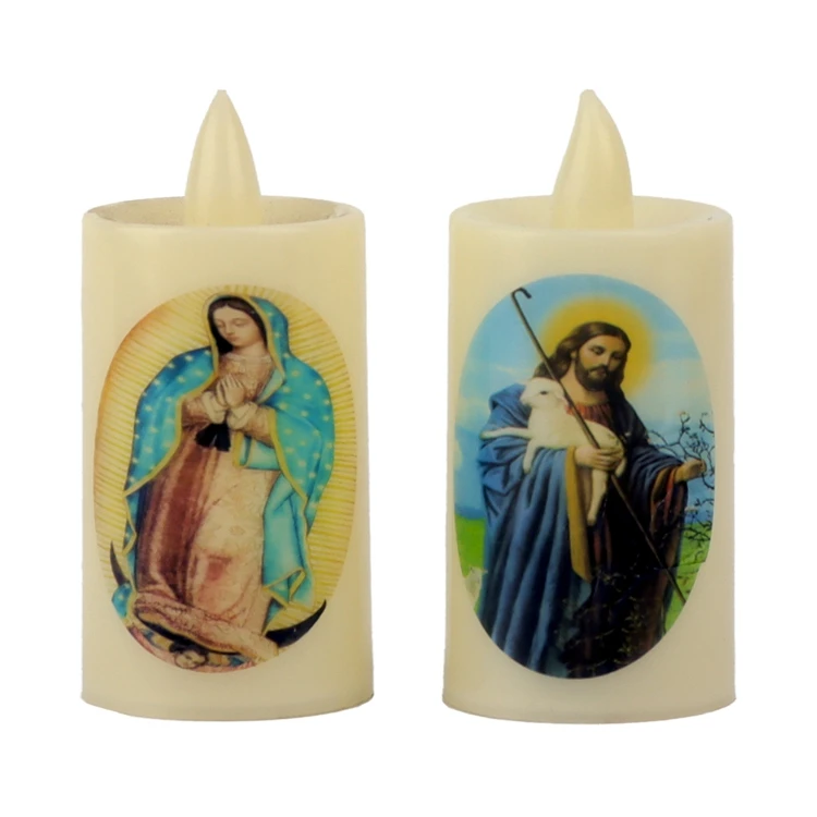 Sacred Heart Of Jesus Led Flameless Devotion Prayer Candle Religious