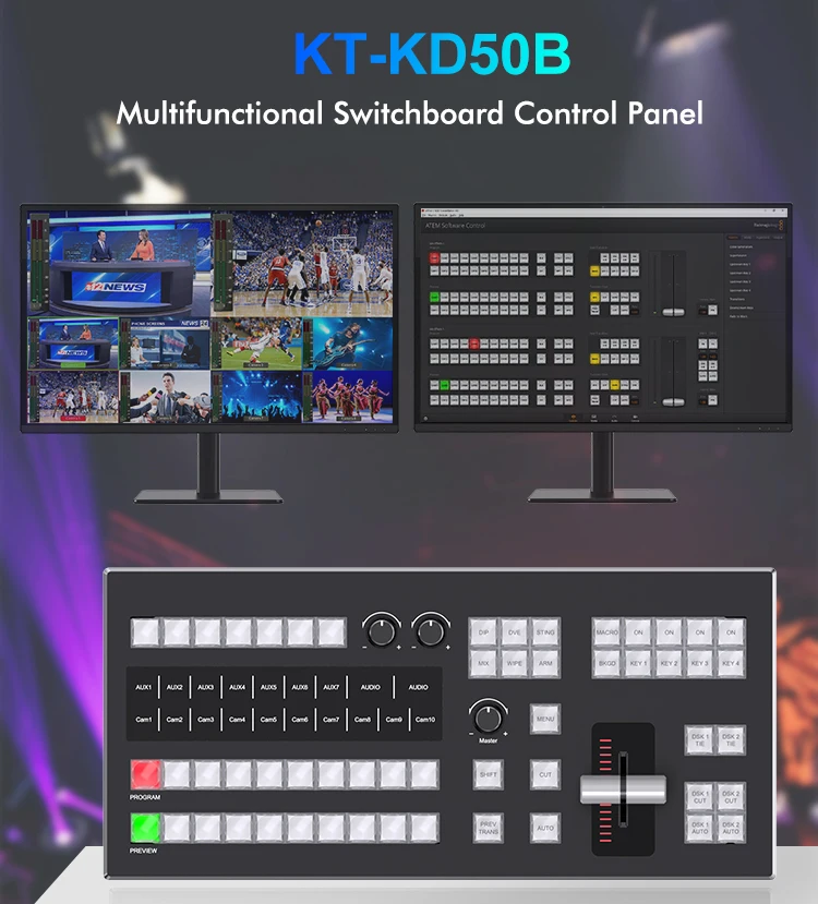 KT-KD50B ATEM Control Panel with LCD - 12PGM+12PVW Tally Outputs ...