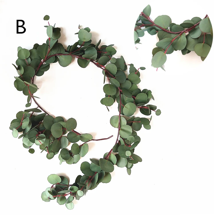 Artificial Leaves Wreath Eucalyptus Greenery Garlands for Home Wedding Decor