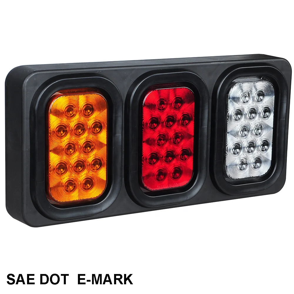 LED Tail Light Box, 3 Rectangular Light Assembly 12v Truck Light Led