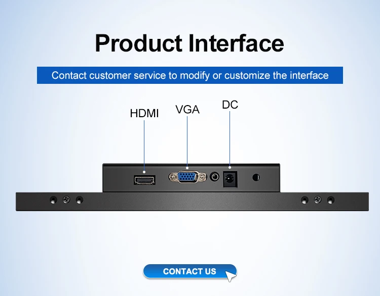 Industrial Display 12/12.1 Inch Metal HD Square Screen Wall Mount Ear Mounted HMI VGA OEM Monitor Bolinia in Stock