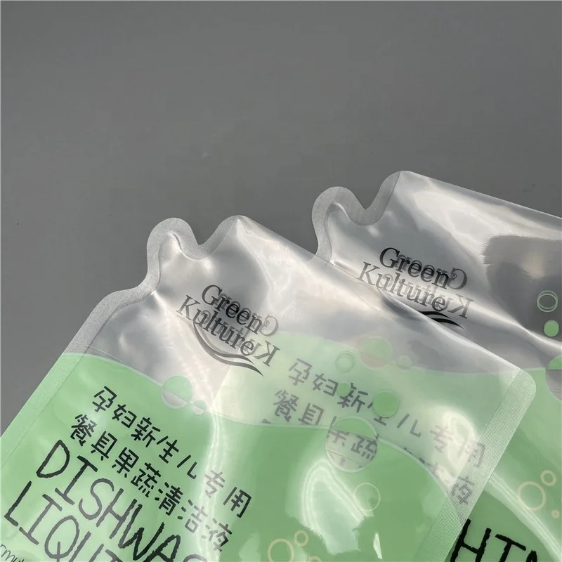 Printing Logo Less Plastic Stand up Spout Pouch 500ml Dishwashing Soap Refill Pouches 16.9 Fl. oz Eco-friendly Refill Pouch