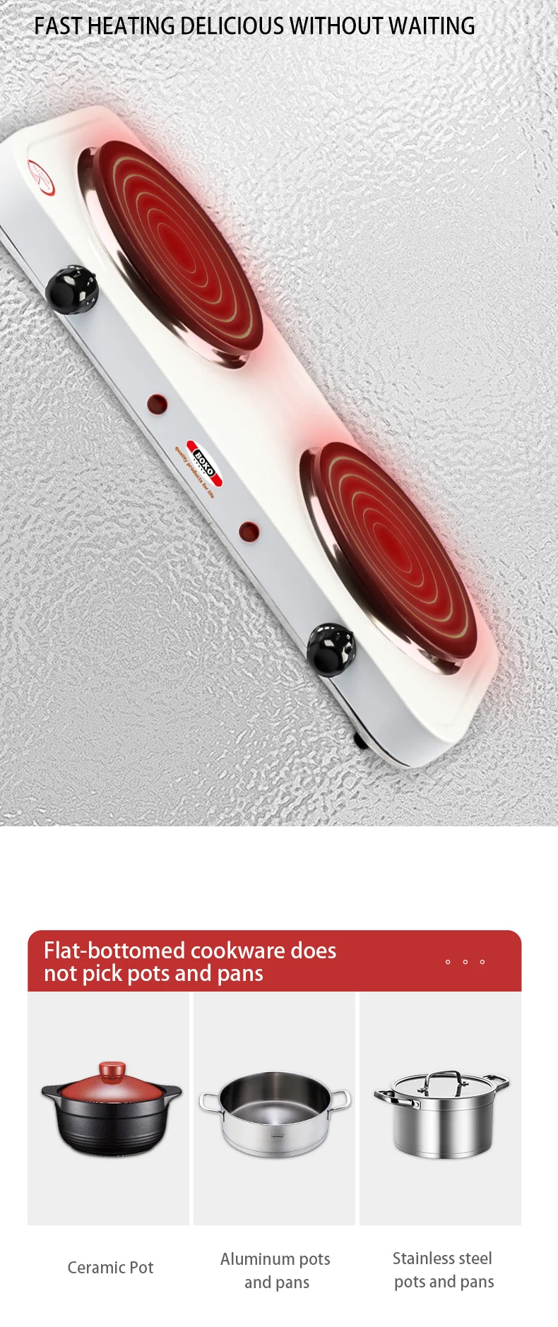 Hot Sale 2000w Electric Solid Hot Plate Portable Double Cooktop