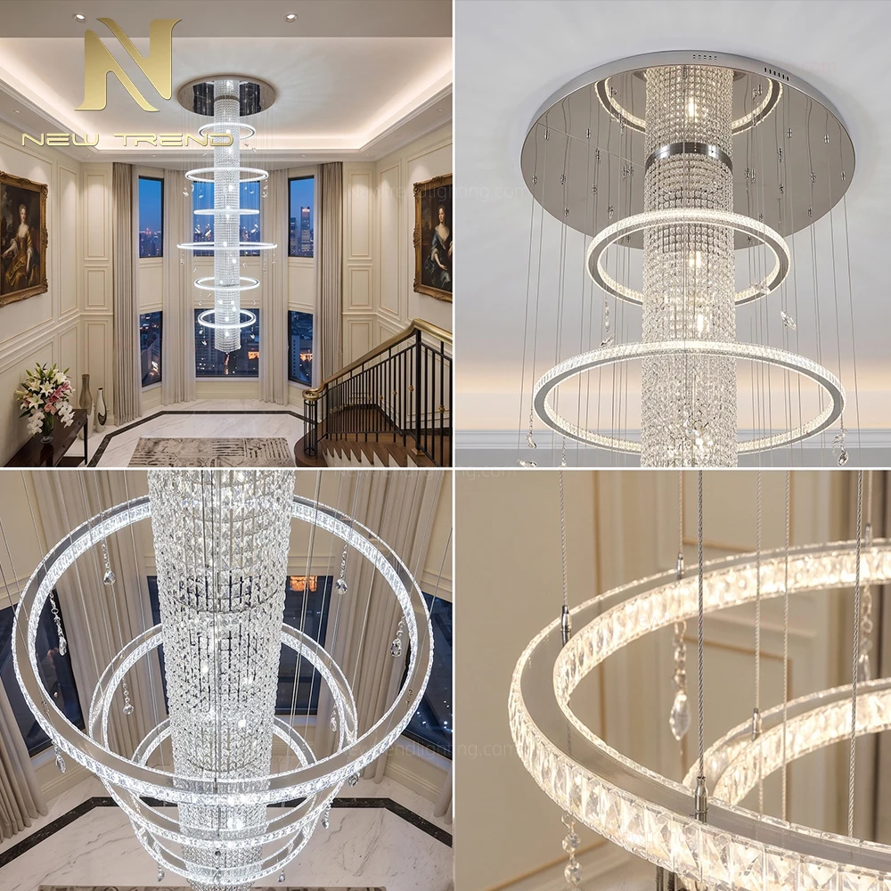 CPL-510 Custom Free-Form Crystal Chandelier: Luxury Architectural LED Lighting Manufacturer for Villas & Foyers