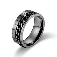 Fidget Anxiety Finger Jewelry Chunky Intertwine Rotatable Cuban Link Chain Viking Ring Women Mens Stainless Steel Spinner Rings