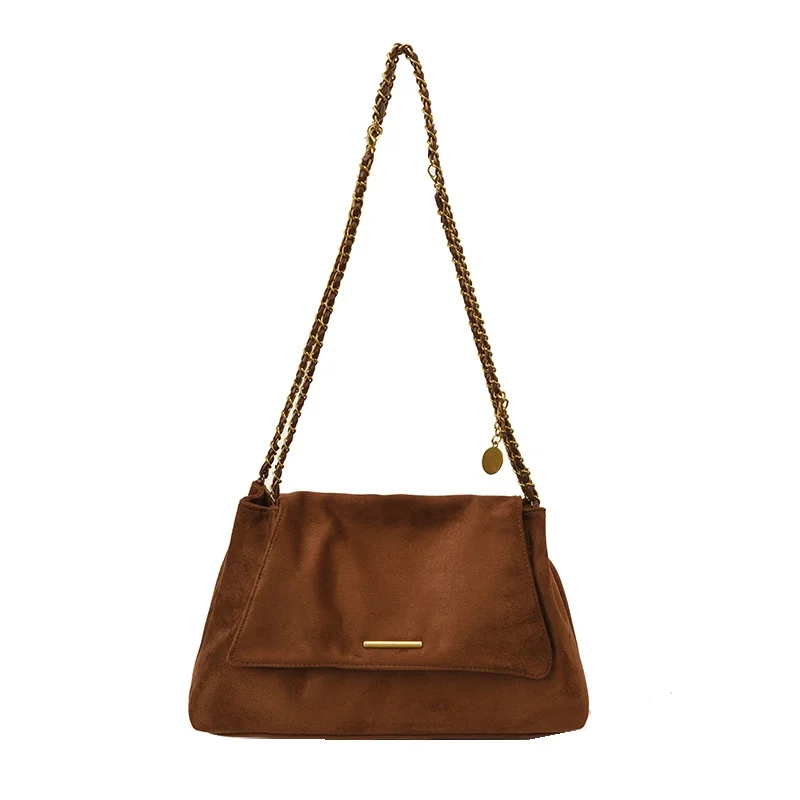 Women's Fashion Niche Three-Dimensional Crossbody Bag 2025 Autumn/Winter New Chain Underarm Bag Suede Stylish Versatile Shoulder