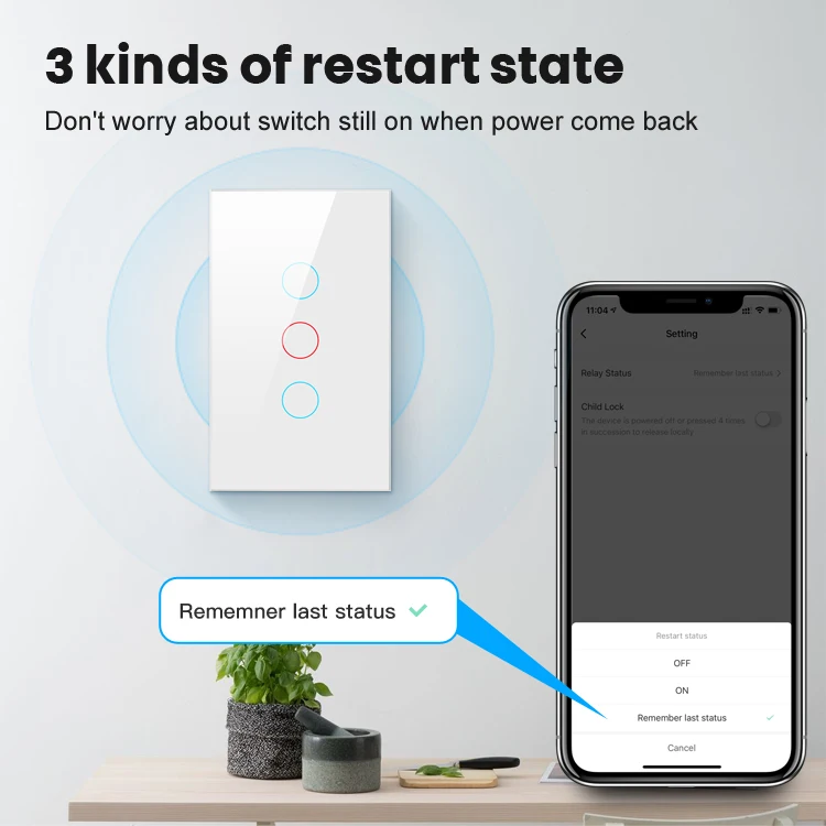 Zigbee Us Standard Tuya Smart Home Touch Wall Light Switch Receiver For