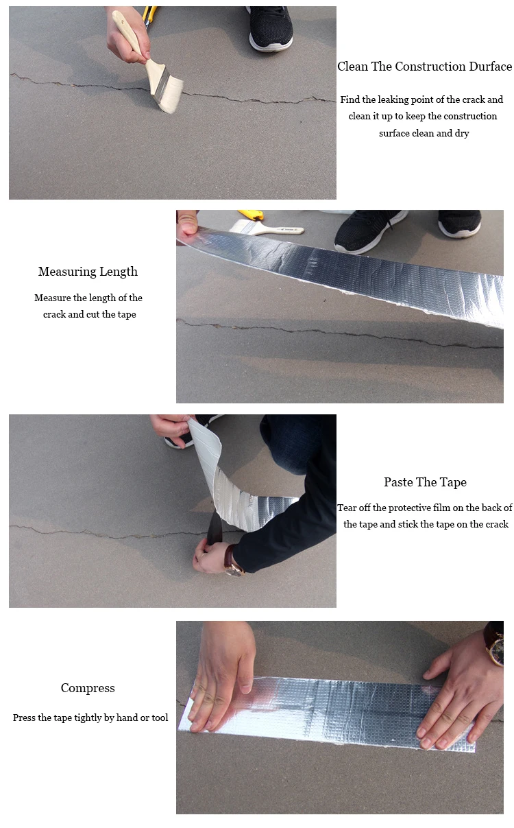 Super Waterproof Aluminum Foil Butyl Tape, Aluminum Butyl Tape With Butyl Rubber Adhesive for Window and Metal Roof Flashing