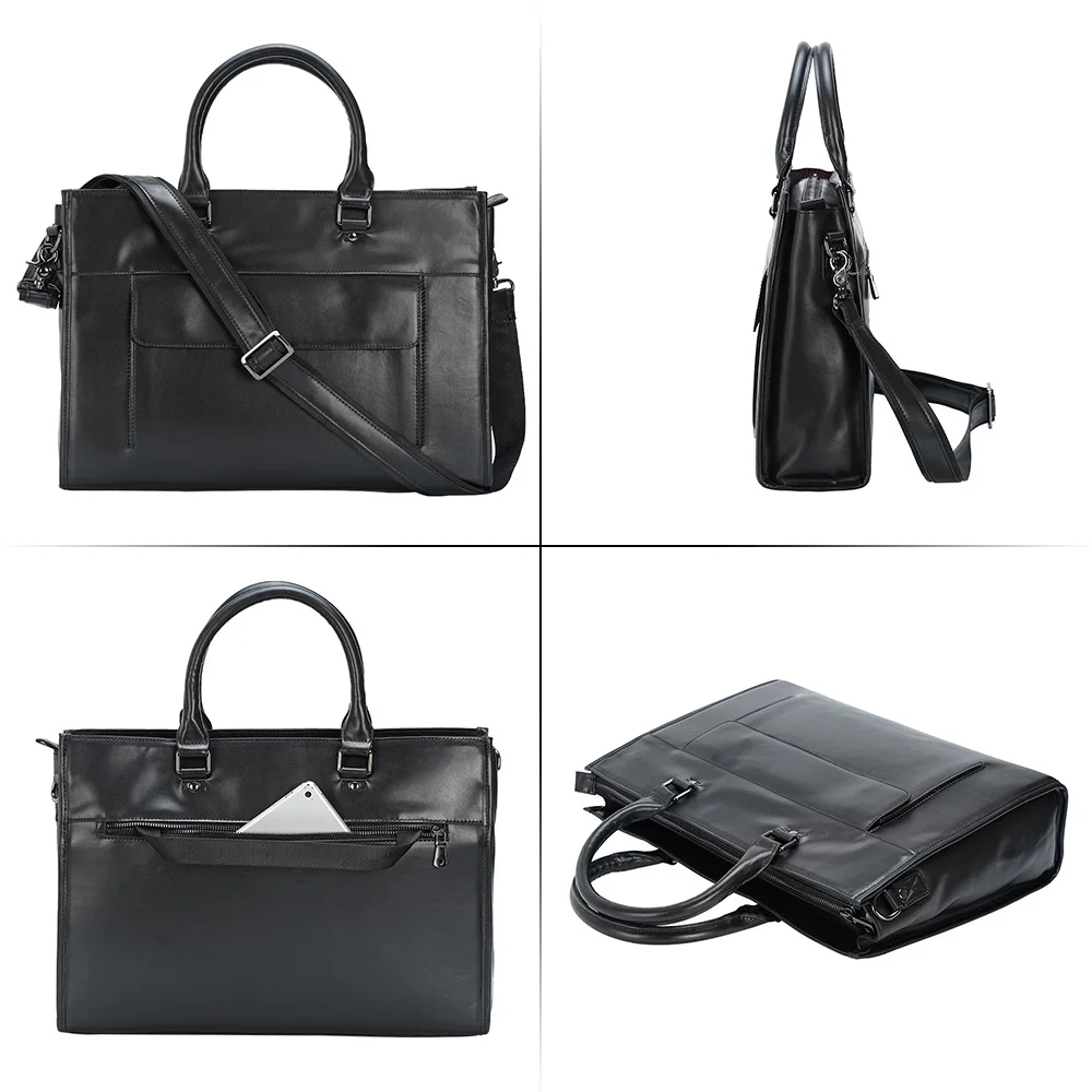 High End Men Briefcase Luggage Brands Business Leather Shoulder Bag Custom Printed Logo Office Leather Briefcase for Men