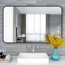 Mirror Factory Bathroom Wall-mounted Makeup Black Aluminum Alloy Framed Rectangular Mirror