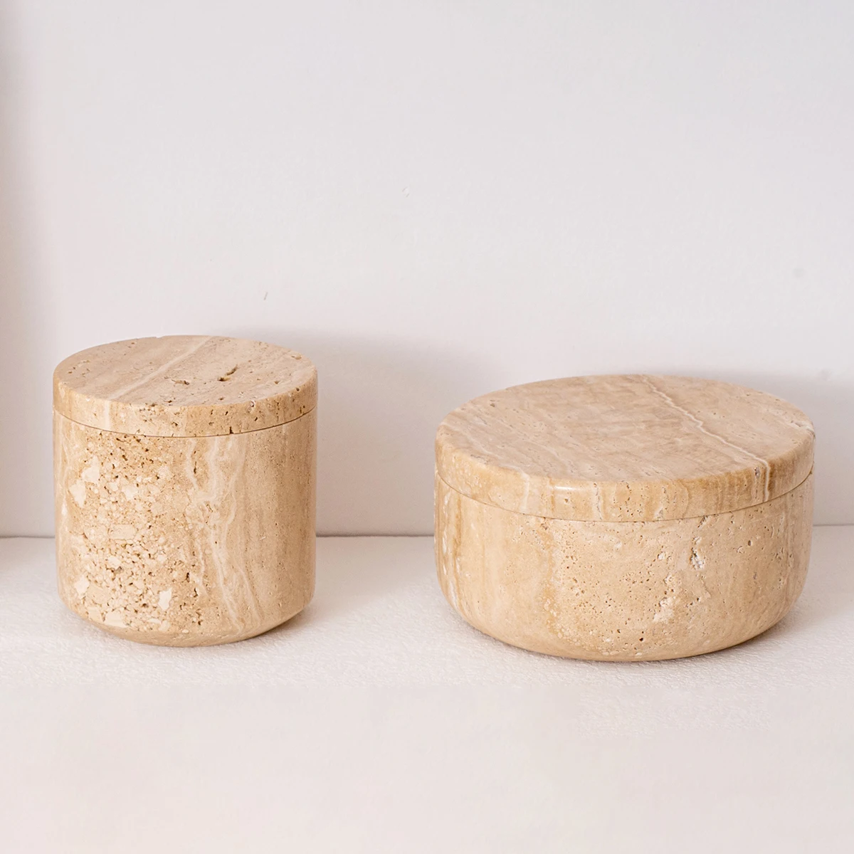 Custom Cylindrical Travertine Bakhoor Box Empty Oud Incense Cans Stone Cup with Lid Table Decor Travertine Canister