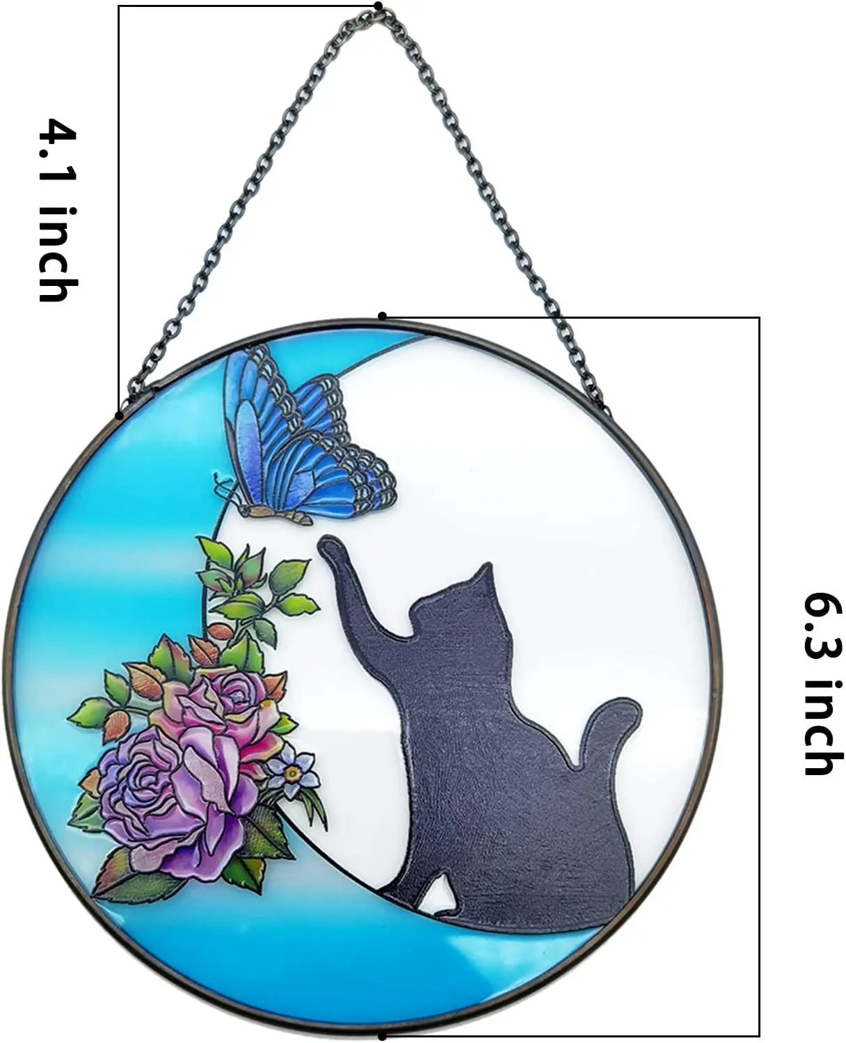 Acryl-Fensterbehang 'Kätzchen' – Buntglas-Optik, Mit Kette & Saugnapf, Für Innen/außen