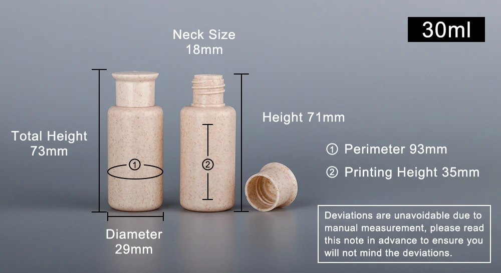 Empty Eco Friendly Compostable Sustainable Hotel Amenities Wheat Straw Plastic 30ml Shower Gel