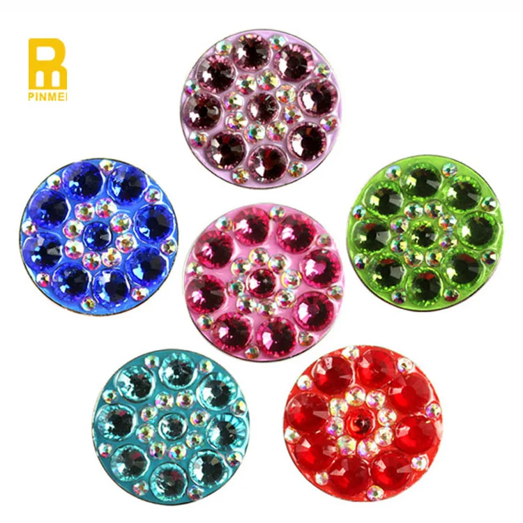 PINMEI Crystal Golf Ball Markers Golf Hat Clips Sets Pack of 2 (Blue) PINMEI Crystal Golf Ball Marker USA Flag Markers for Women Golfer