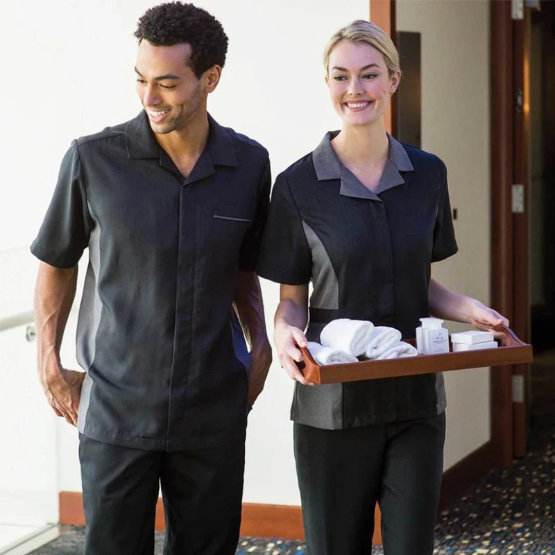 Customized Black Hotel Uniform Western Restaurant Waiter Uniform