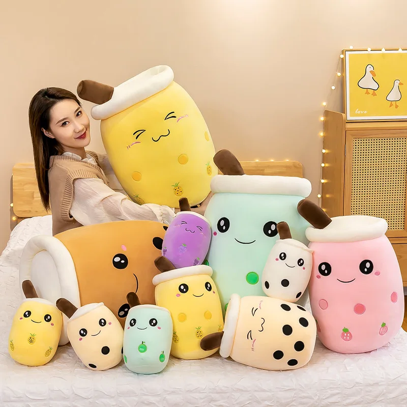 24CM Cute Plush Boba Milk Tea Stuffed Teacup Pillow Soft Bubble Tea Cup  Plushie Toy Kawaii Cartoon Gift for Kids Home Decor