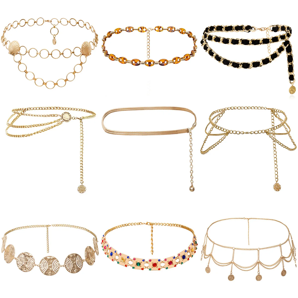 Western style retro punk body chain waist chain belt