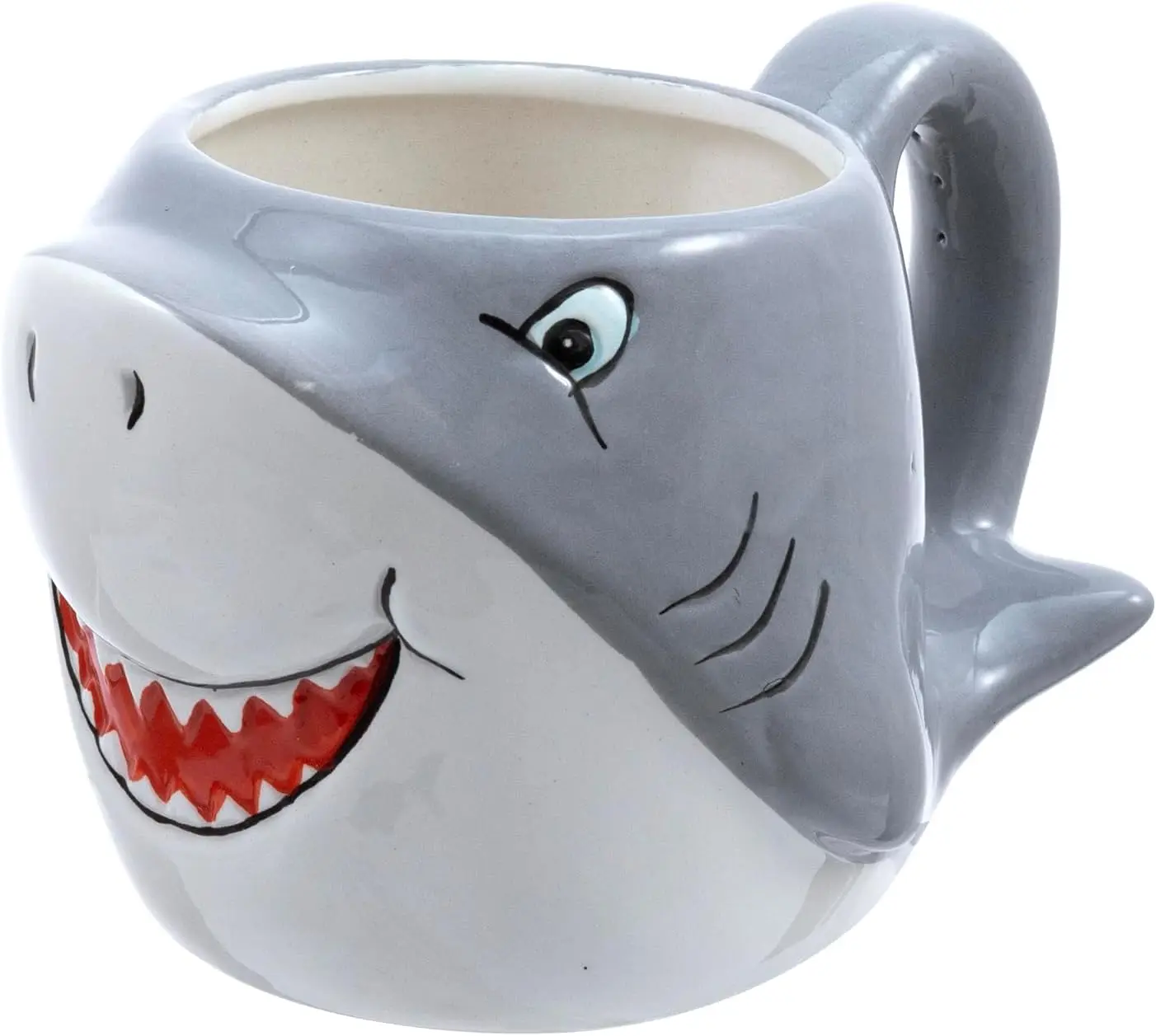 Customizable smiling little shark shape design, two-color shark theme 3D cartoon animal with handle, cute novelty gift