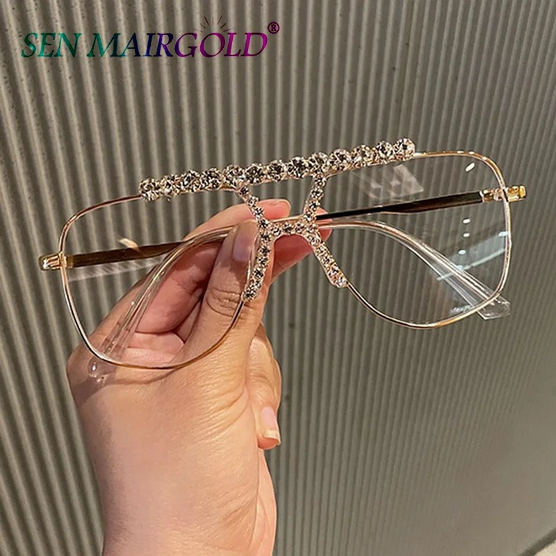 Gafas De Sol De Lujo Con Diamantes De Imitación Para Mujer,Lentes  Transparentes De Ojo De Gato,Gafas De Sol De Medio Marco Para Hombre,2021 -  Buy De Gafas De Sol De Lujo,De Gafas