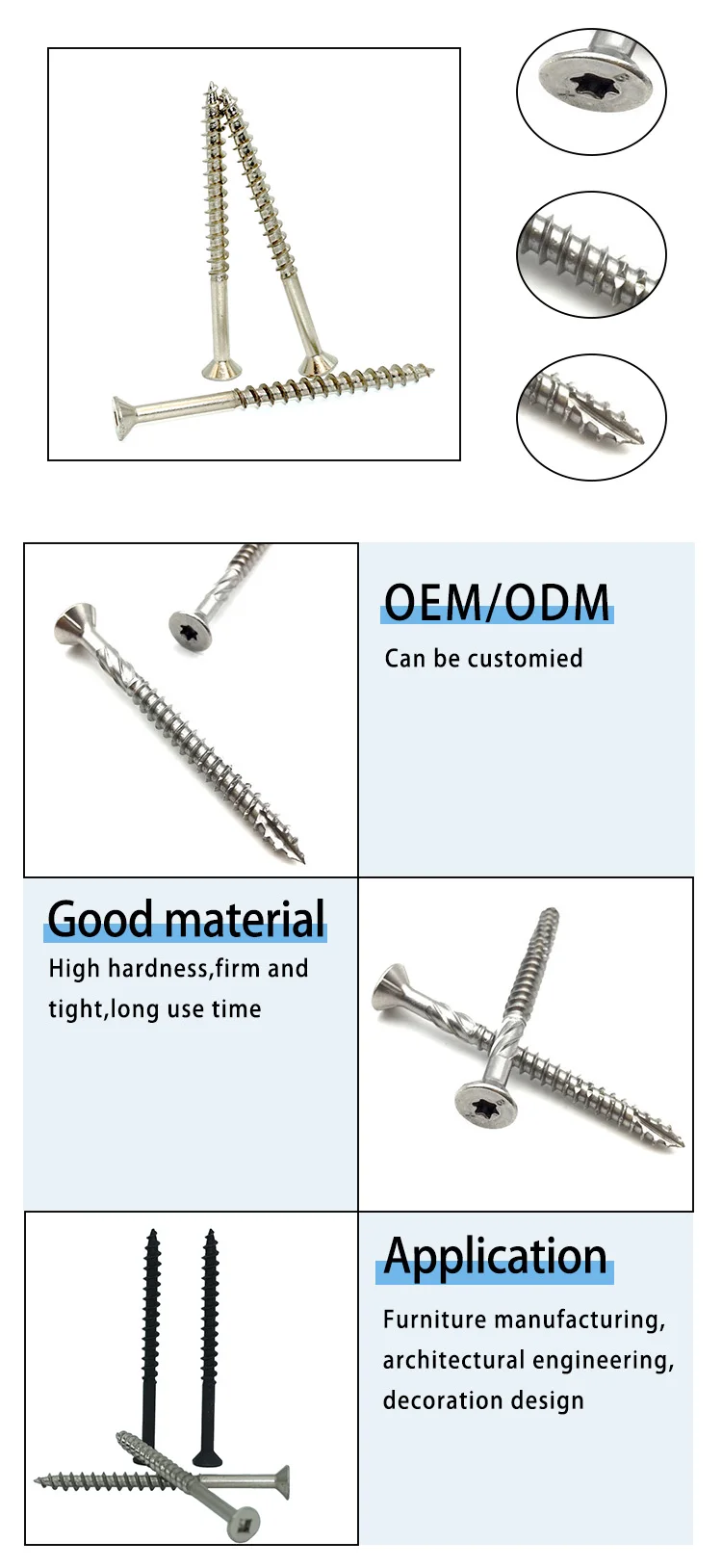 Stainless Steel Zinc Plated Torx Drive Countersunk Head Self Tapping Deck Screw For Garden Fence Wooden Floor manufacture