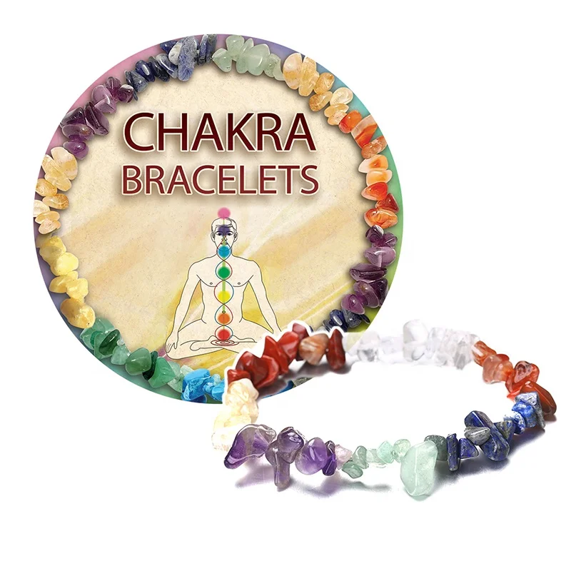 Energy Harmonizer Chakra Balance Bracelet Genuine Rainbow Crystal Bracelet for Women Meditation Gift 7 Chakra Crystal Chip Bracelet