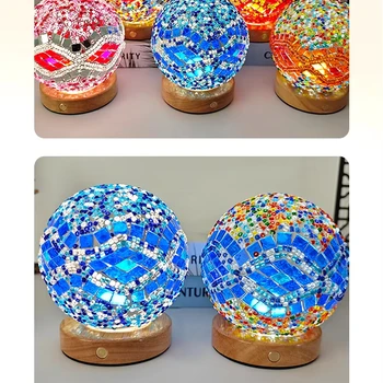 Romantic Love 3D LED Table Lamp Colored Glass Decorative Night Light Battery Power Home Indoor Lighting Turkish Baroque Style