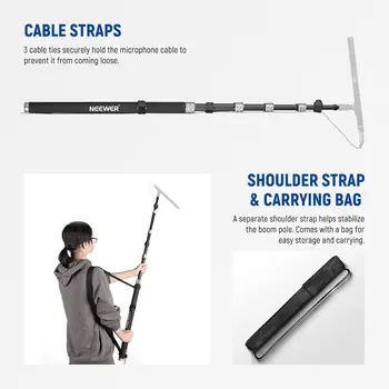 NEEWER Upgraded 300cm Telescopic Carbon Fiber Mic Microphone Boom Arm with 5 Sections detail image