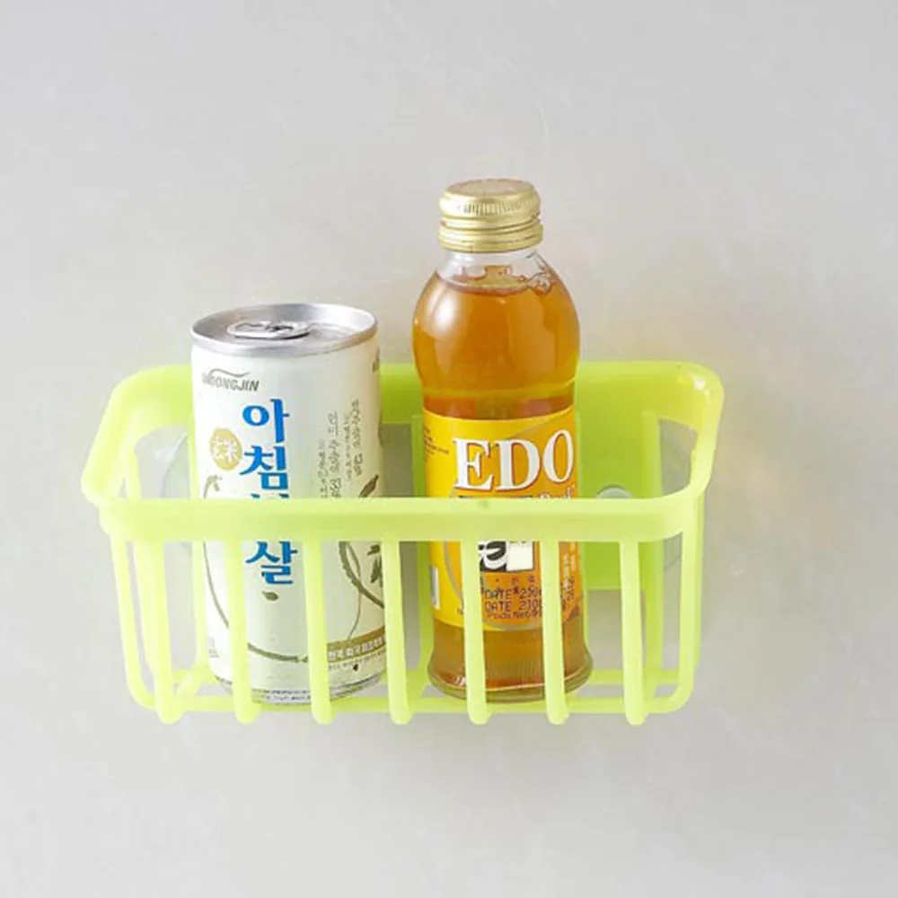 Cross Border Wall Mounted Multifunctional Kitchen Double Suction Cup PP Plastic Durable Square Sink Storage Tier Racks