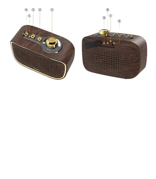2 in 1 Charge for 2 hours and play music for 10 hours home retro speakers blue teeth subwoofer wood grain speaker