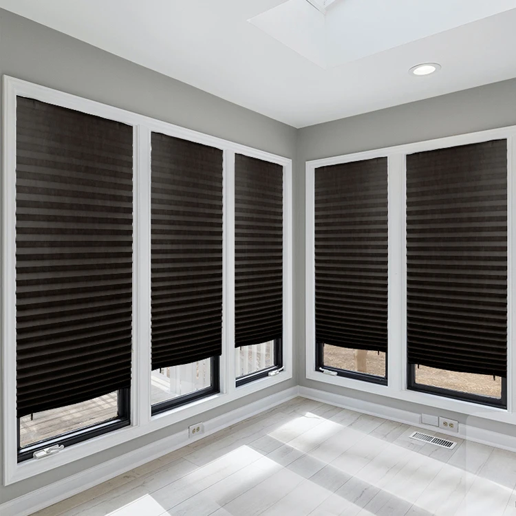 Easy Fix Temporary Non-Woven Pleated Blind Adhesive Paper Plisse Curtain Blind With Clips