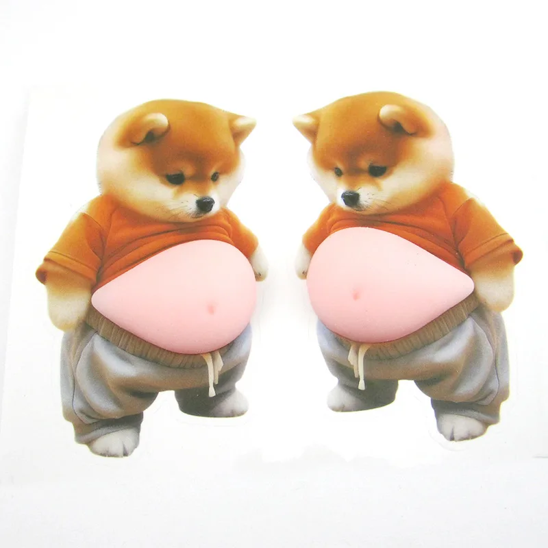 Cute Puppy Big Belly Squeeze Toy Creative Decompression Toy Anti Collision Sticker Fridge Sticker