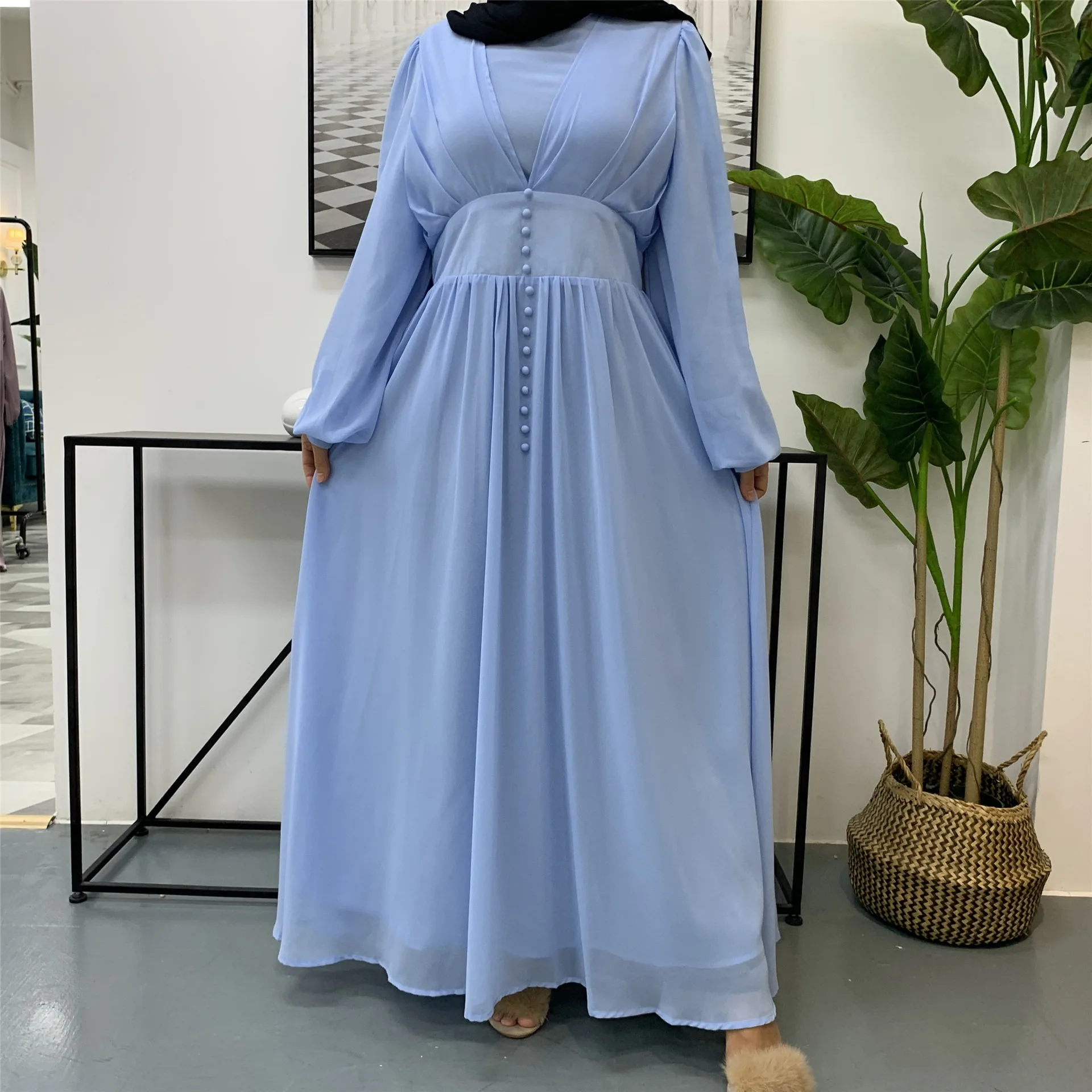white christmas dresses Long Sleeve Modest Muslim Formal Evening Dress Coral Pink Silk