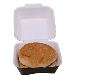 Flexographic Printing White Craft Paper Burger Box Eco Friendly Disposable Packaging Box Factory