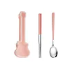 spoon + chopsticks (pink + silver)