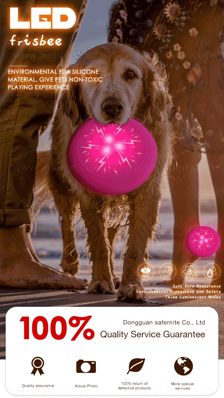 Flashing Led Dog Flying Disc Interactive Dog Toys NIght And Daylight Christmas Dog Flashing Toy