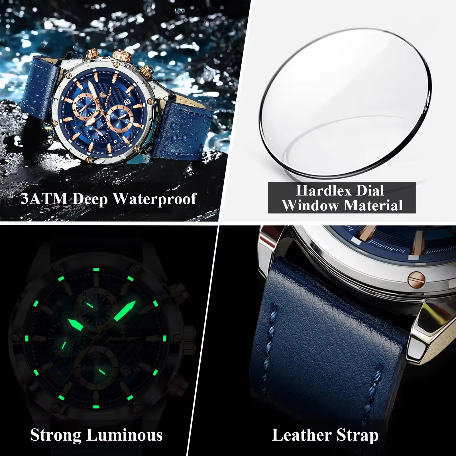 POEDAGAR Luxury Sports Men's Chronograph Watch