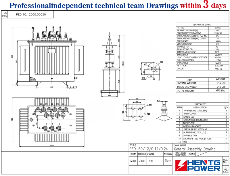 High Frequency 1000 KVA Three-Phase Oil-Immersed Distribution Transformer 4