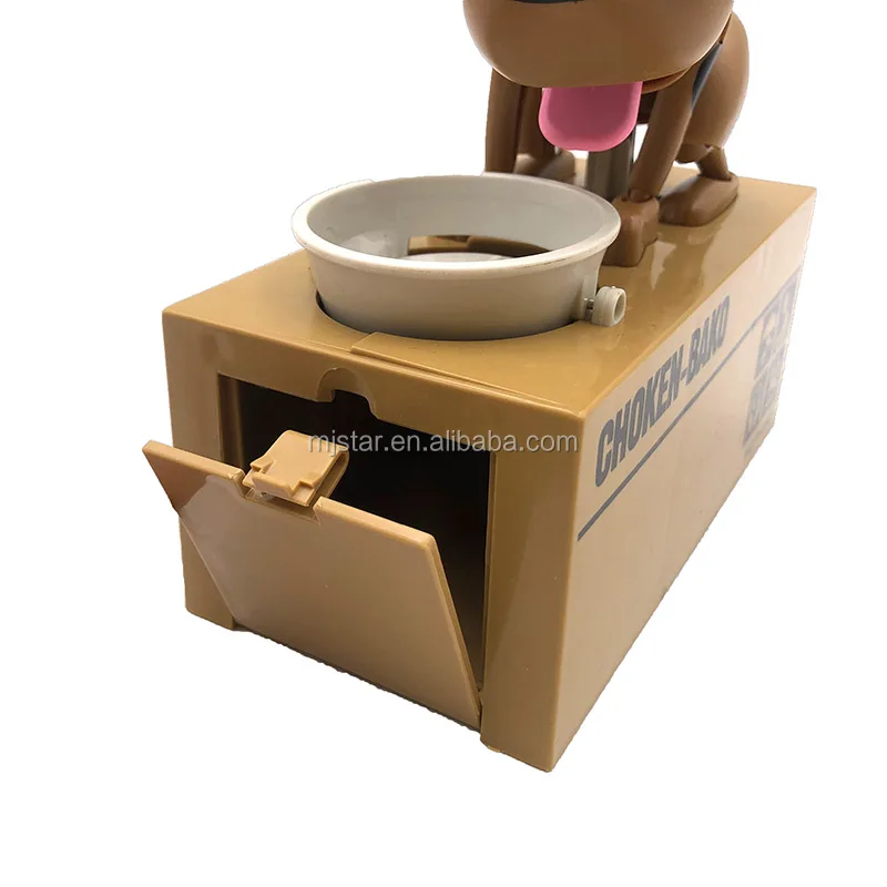 Funny Battery Operated Automatic Saving Coin Doggy Eating Money Dog Choken-bako Bank Box for Baby