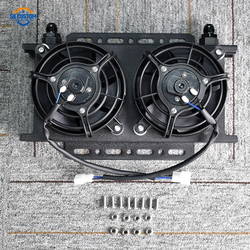 Universal British Style 19 Rows Oil Cooler Dual Fan Oil Cooler With Mounting Bracket