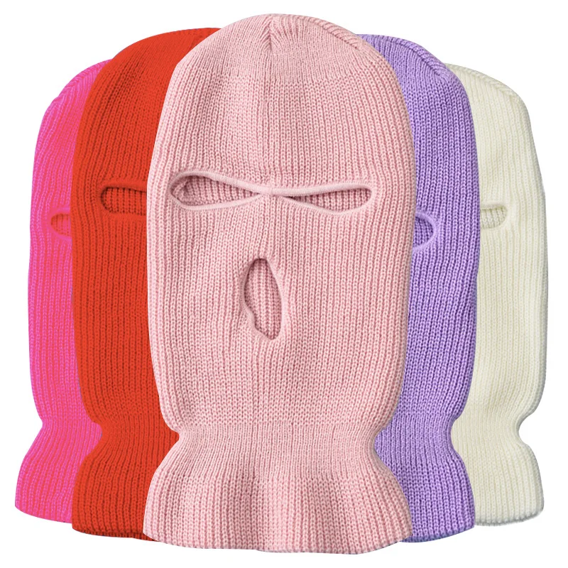 VibesStation Cute Deer Face 3 Hole Ski Mask Adult Embroidered Full Face Cover Warm Knitted Embroider Balaclava Custom Unisex Winter Face Masks